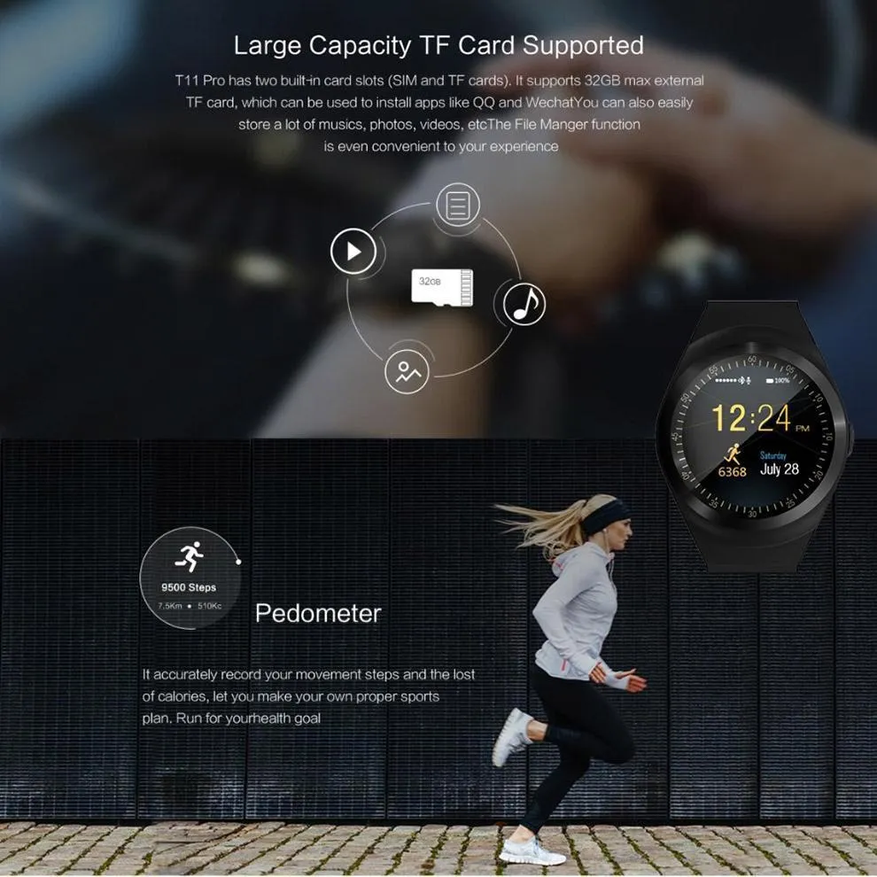 New Simplistic Round Business Smart Watch Support Nano SIM &TF Card with Whatsapp & Facebook for IOS Android