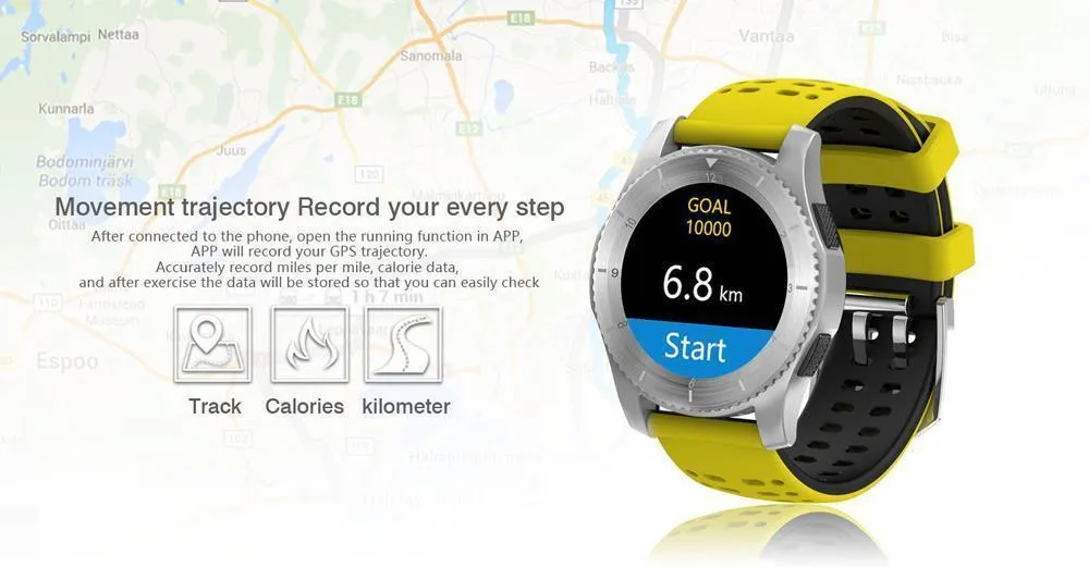 New Smart Watch Phone GPS Heart Rate Monitor Pedometer Blood Press Pedometer Stopwatch for Android IOS