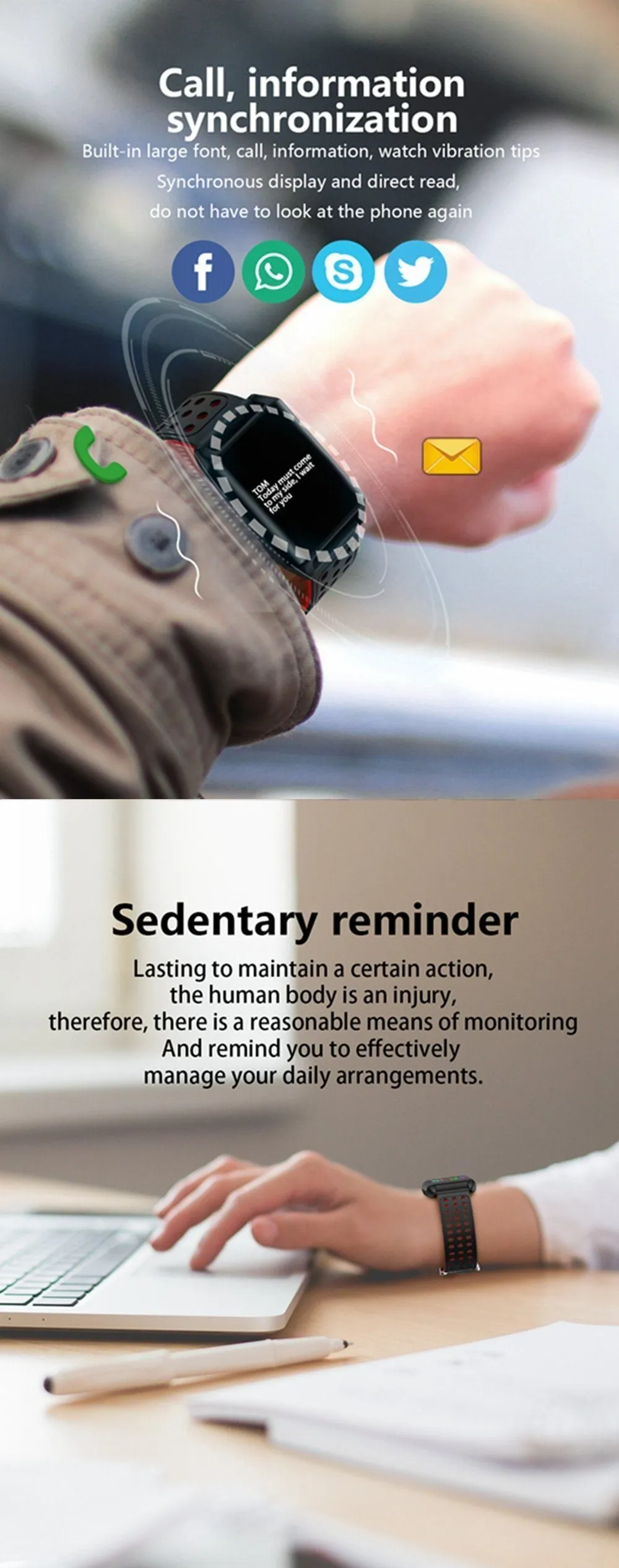 OLED Colour Screen Smart Watch Blood Oxygen Pressure Heart Rate Monitor Pedometer for Android IOS Windows