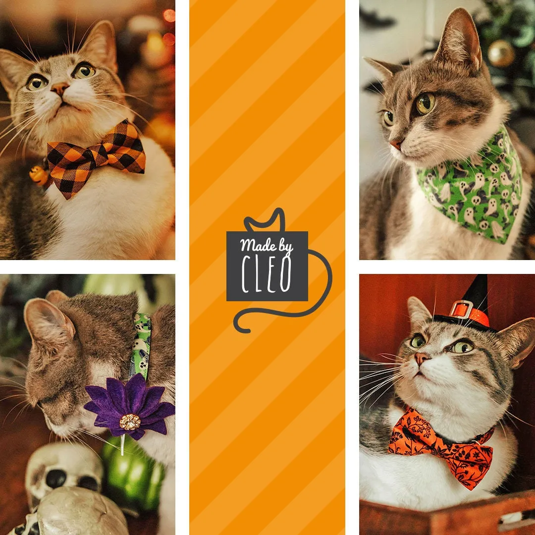 Pet Bow Tie - "Moonlight - Black" - Halloween Moon & Stars Cat Bow Tie / Celestial, Zodiac, Magic, Astronomy, Lunar / For Cats   Small Dogs (One Size)