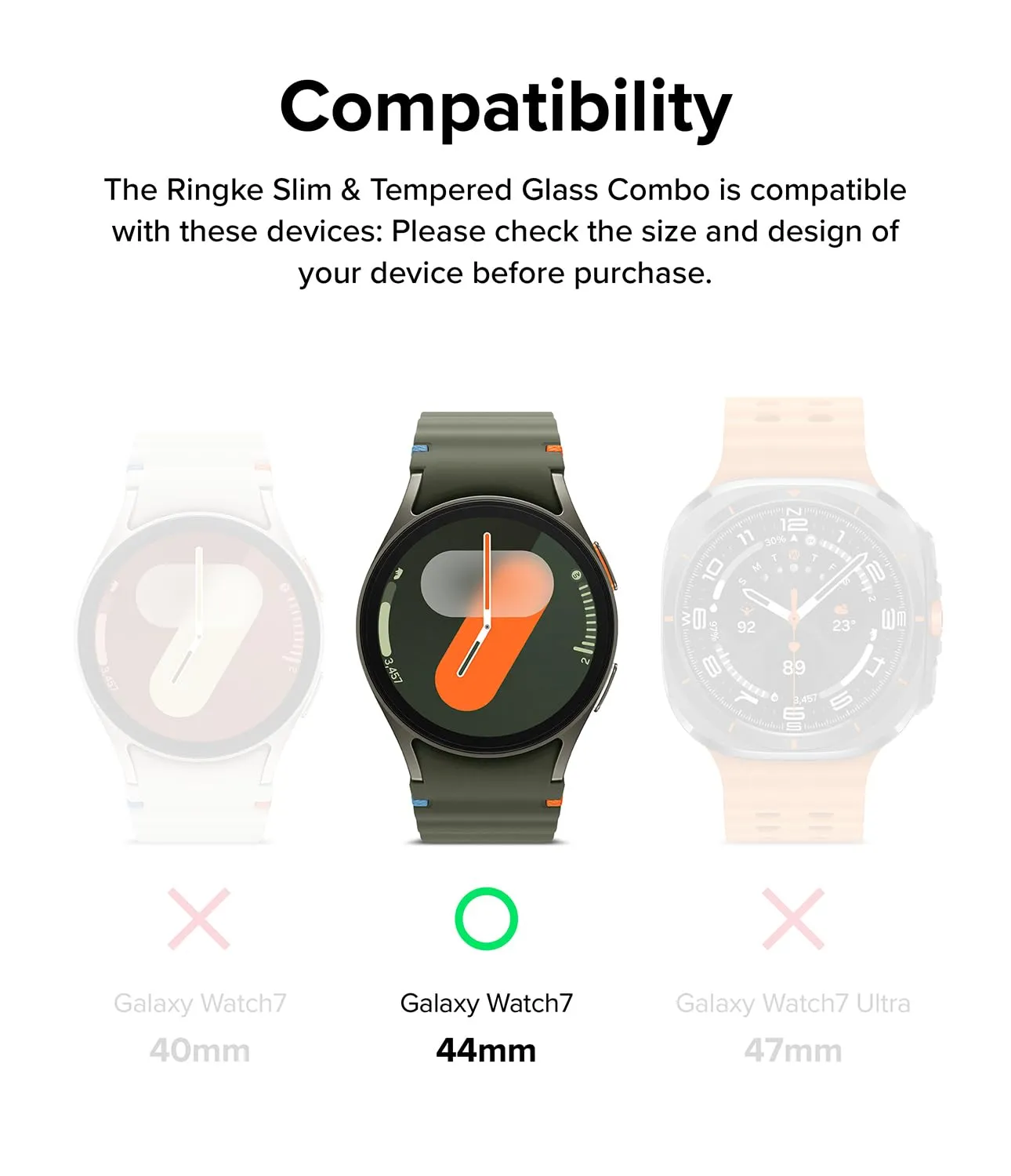 Samsung Galaxy Watch 7 44mm Case   Tempared Glass Sceen Protector [Combo] - Titanium Black