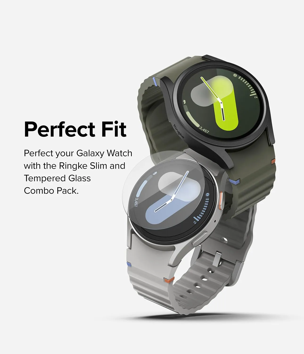 Samsung Galaxy Watch 7 44mm Case   Tempared Glass Sceen Protector [Combo] - Titanium Black