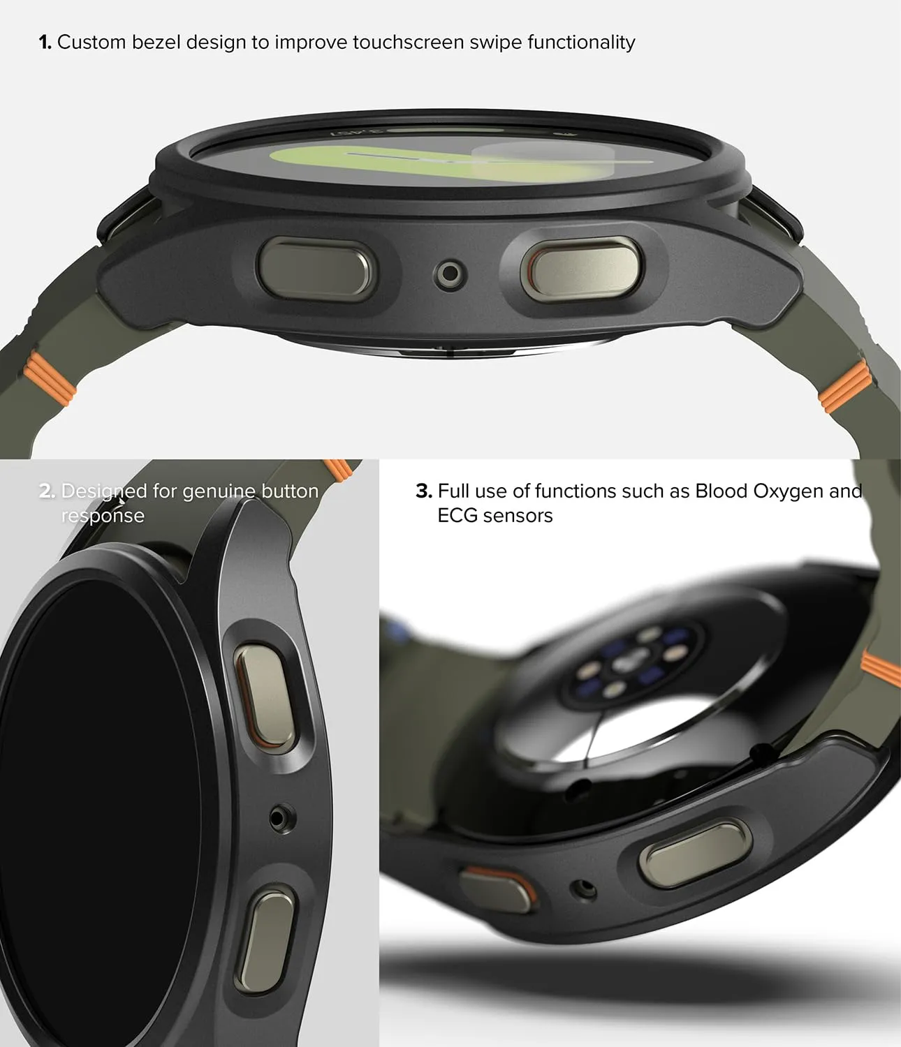 Samsung Galaxy Watch 7 44mm Case   Tempared Glass Sceen Protector [Combo] - Titanium Black
