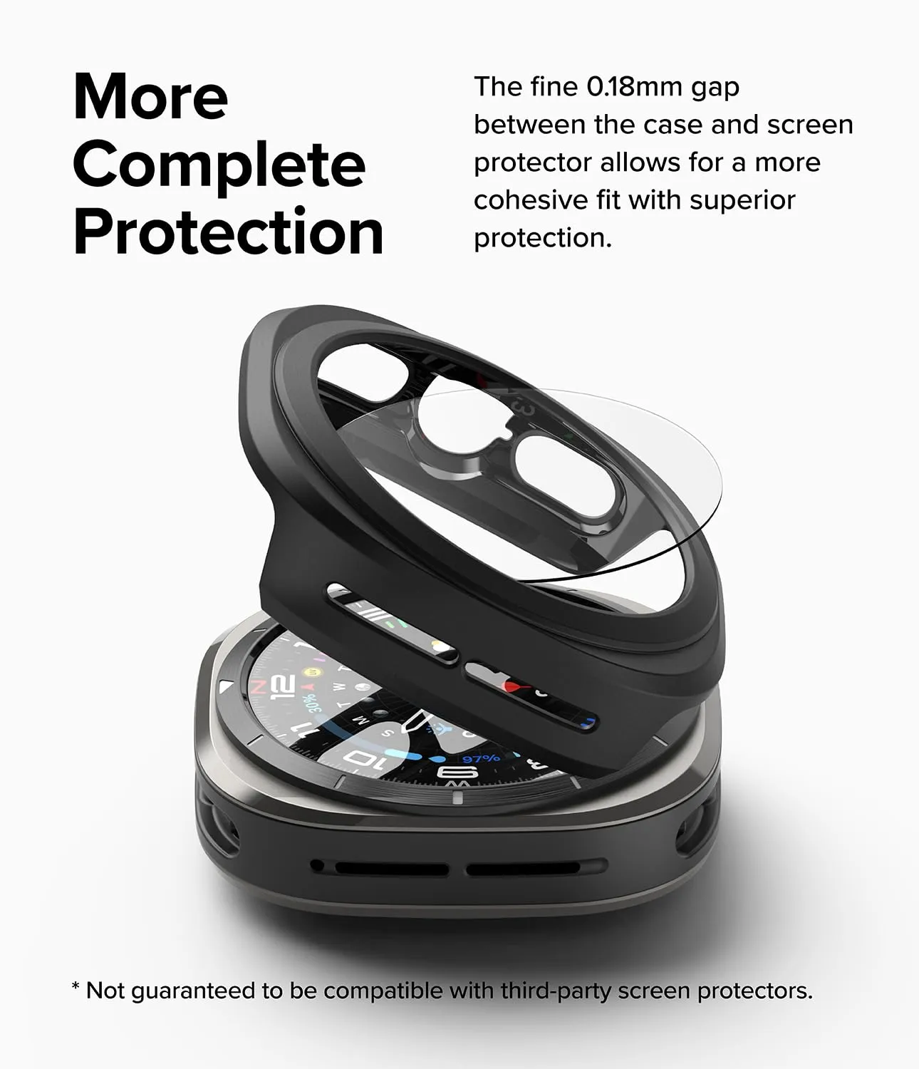 Samsung Galaxy Watch Ultra 47mm Case   Tempared Glass Sceen Protector [Combo] - Matte Black