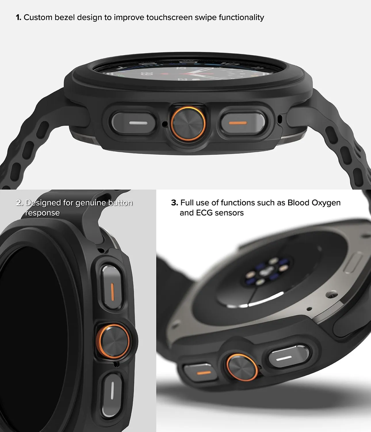Samsung Galaxy Watch Ultra 47mm Case   Tempared Glass Sceen Protector [Combo] - Matte Black