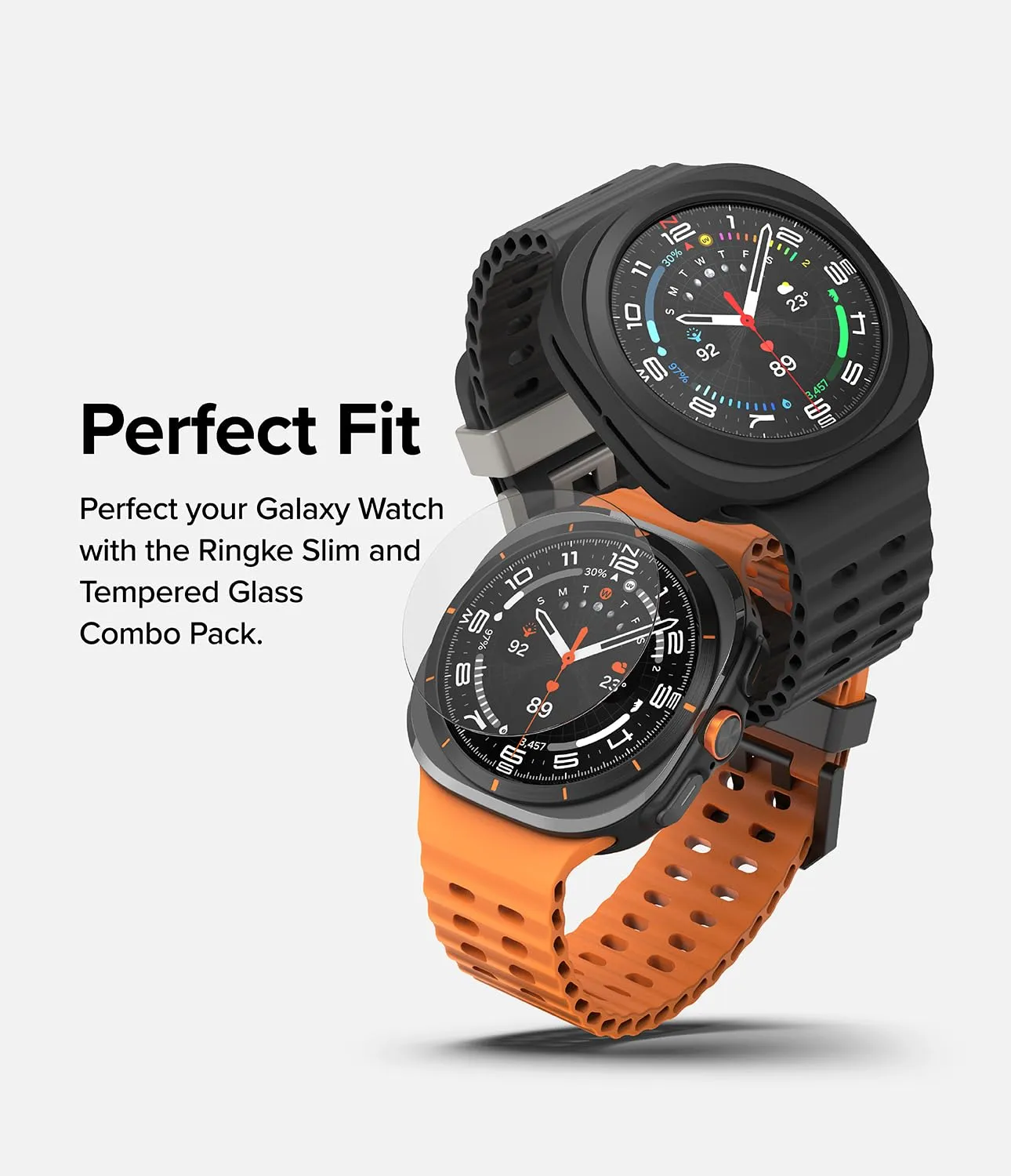 Samsung Galaxy Watch Ultra 47mm Case   Tempared Glass Sceen Protector [Combo] - Matte Black