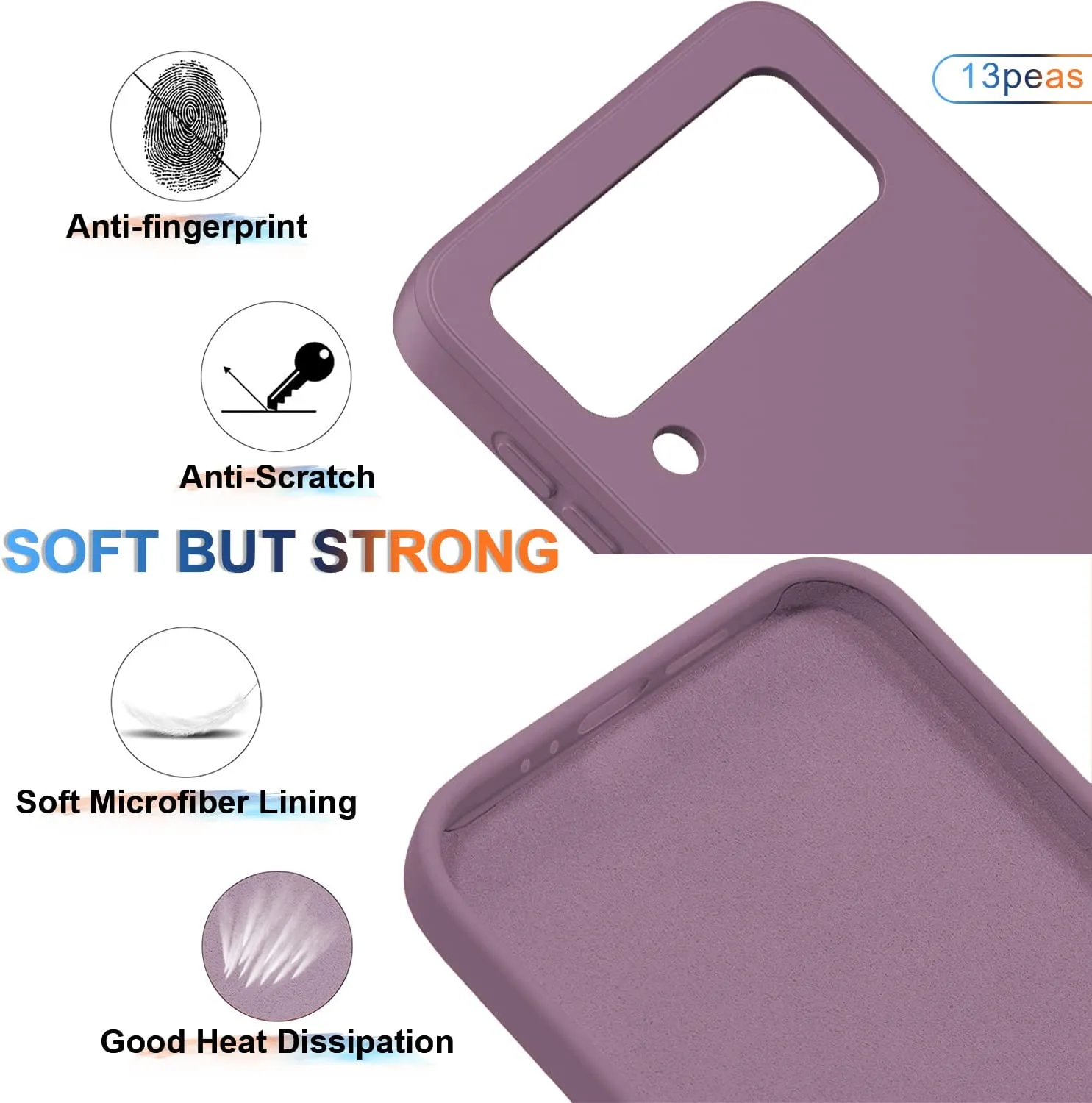 Samsung Galaxy Z Flip4 Silicone  Ring 360°Protective flip Cover (Purple)