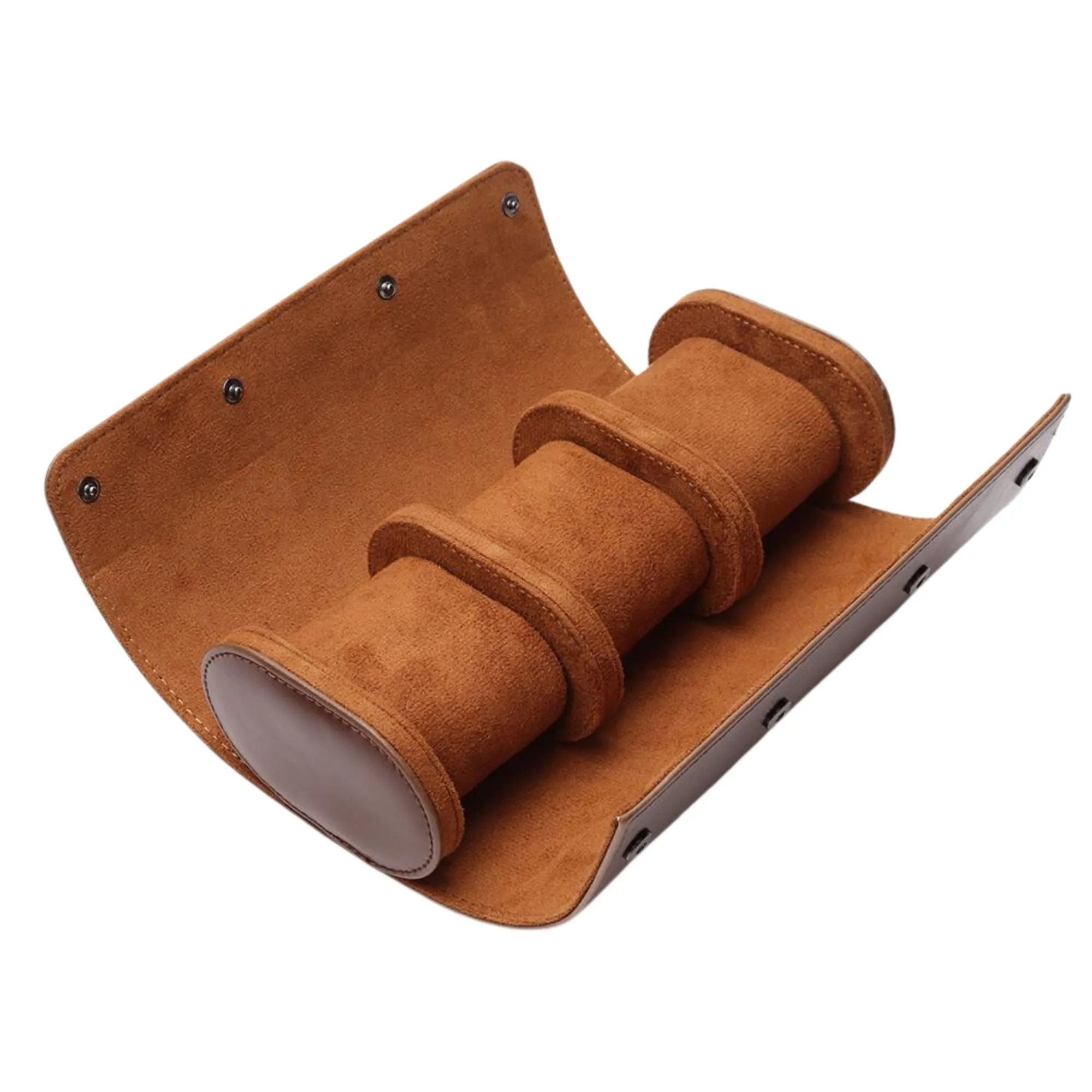 Seconds - Watch Roll Case for 3 in Brown Vegan Leather