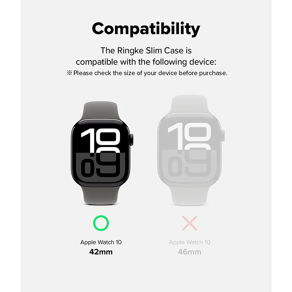 Slim Case For Apple Watch 10 42mm | Bezel [Frame Only] Hard Polycarbonate Thin Cover- Clear   Matte Black