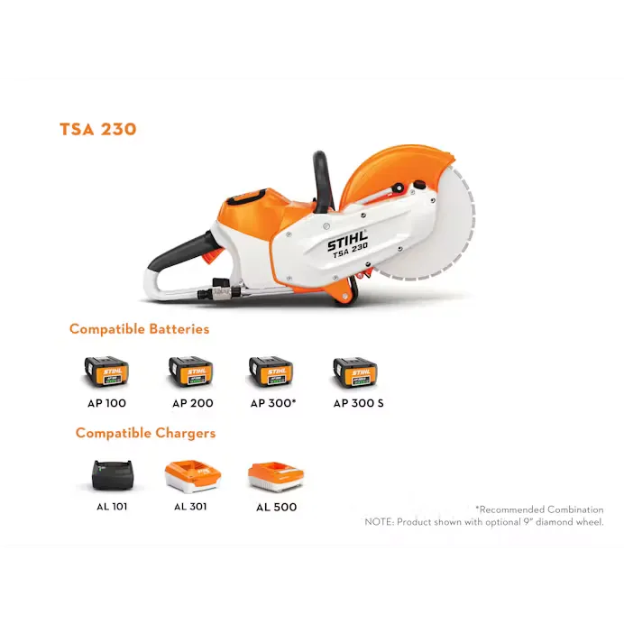 Stihl | TSA 230 Battery Cut-Off Machine | w/ AP 500 S battery & AL 500 charger (TSA230-AP500S-AL500-COMBO)