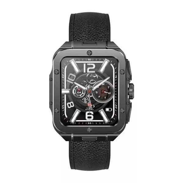 Swiss Military ALPS 2 Gun Metal Frame Black leather Strap-P0ED