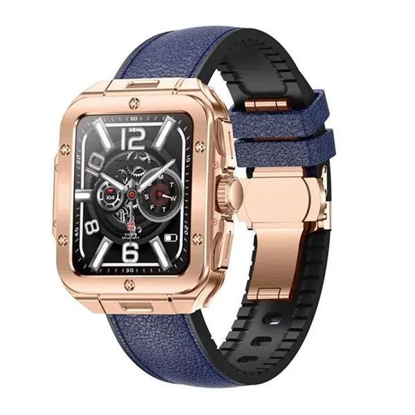 Swiss Military ALPS 2 Rose Gold Frame Blue leather Strap-RJYJ