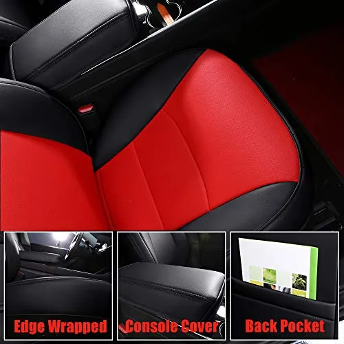 Tesla Model 3 & Y Black/Red Front Two Synthetic Leather Seat Covers
