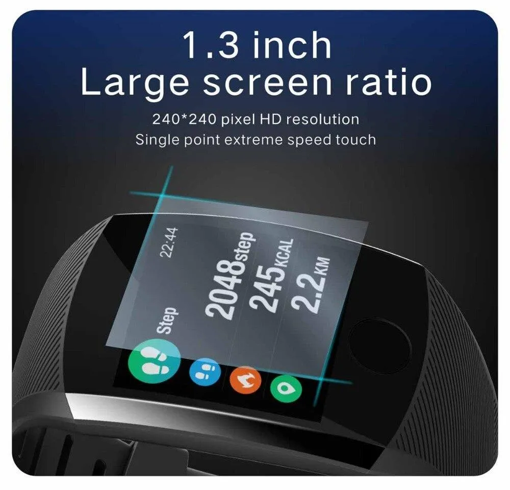 Touchscreen Smart Wristband Heart Rate Blood Pressure Pedometer Waterproof Fitness Tracker For Android iPhone