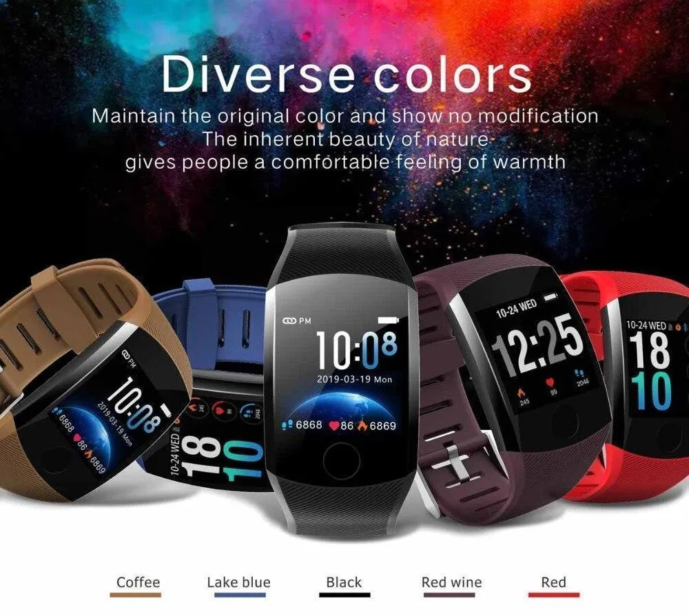 Touchscreen Smart Wristband Heart Rate Blood Pressure Pedometer Waterproof Fitness Tracker For Android iPhone