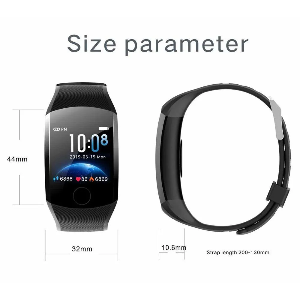Touchscreen Smart Wristband Heart Rate Blood Pressure Pedometer Waterproof Fitness Tracker For Android iPhone