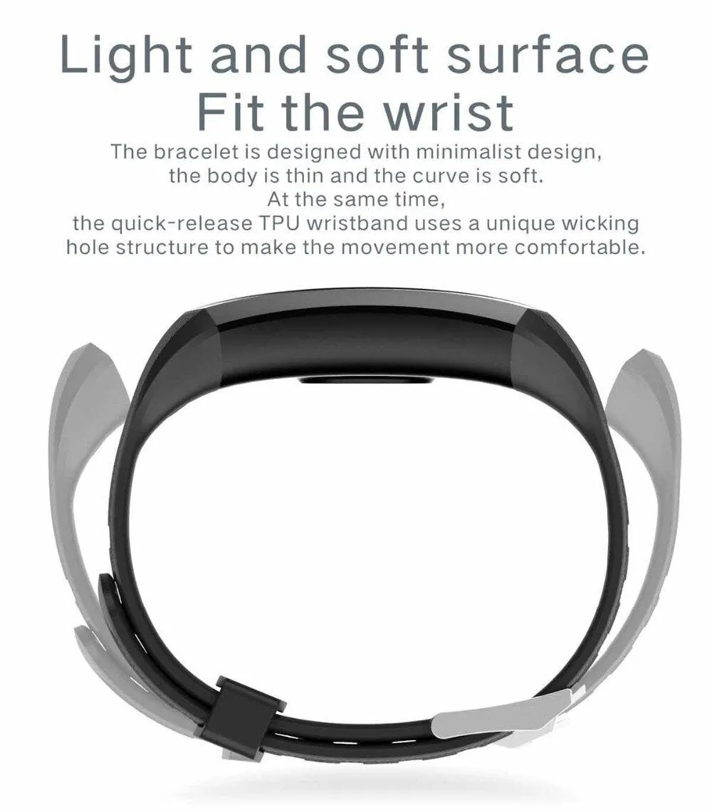 Touchscreen Smart Wristband Heart Rate Blood Pressure Pedometer Waterproof Fitness Tracker For Android iPhone