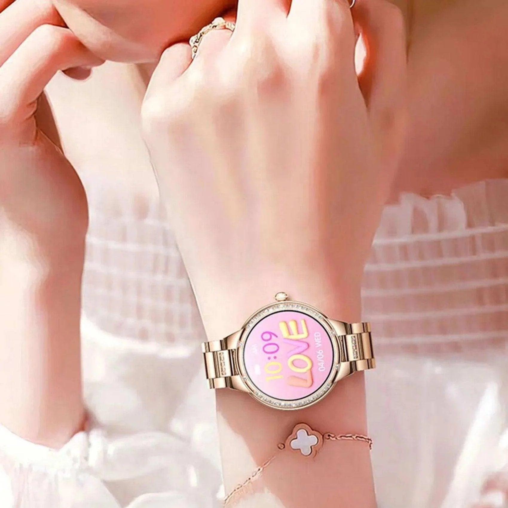 TUTT L6 Classic Ladies AMOLED Screen Women Health Smart Watch Pedometer BT Calling Voice Assistant Smartwatch