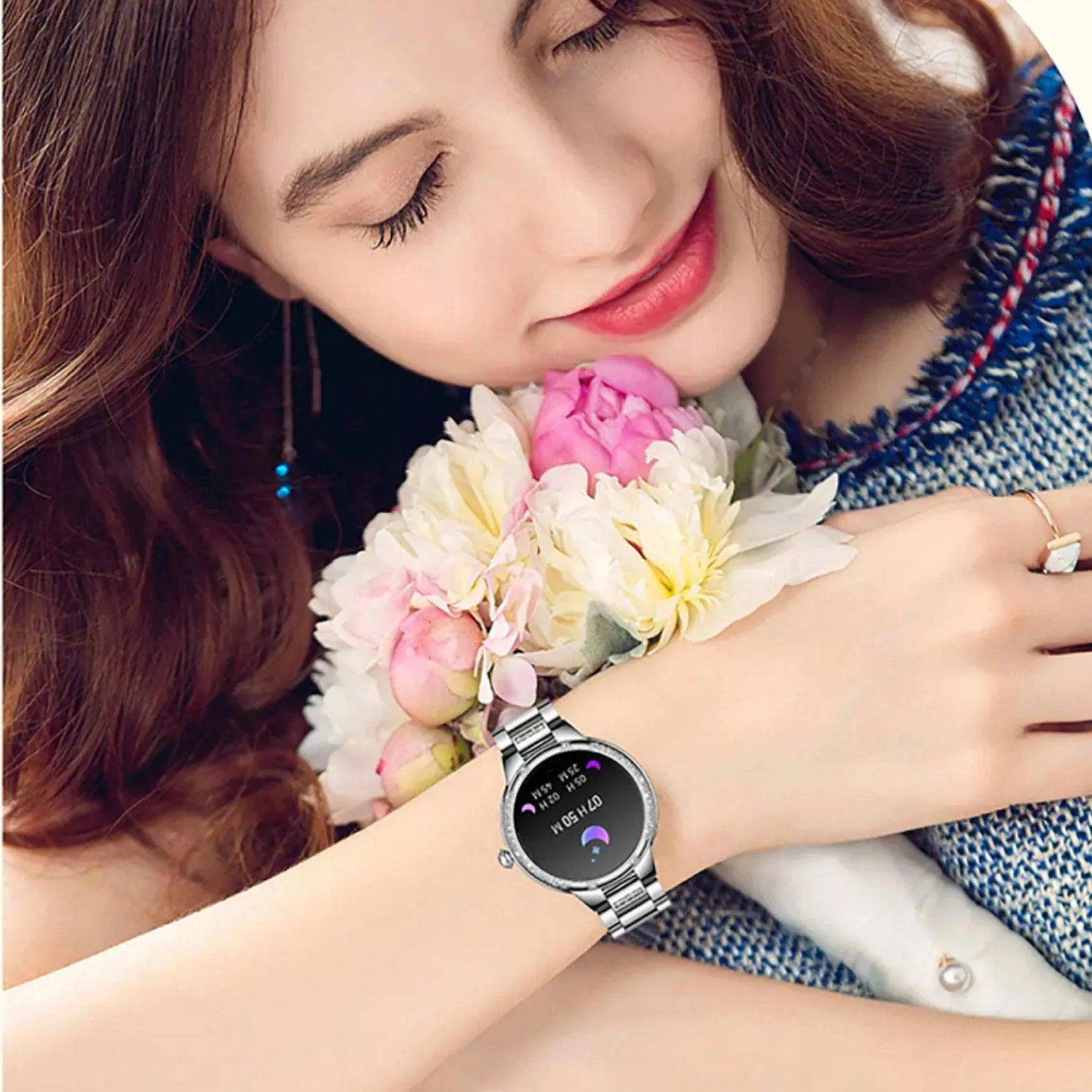 TUTT L6 Classic Ladies AMOLED Screen Women Health Smart Watch Pedometer BT Calling Voice Assistant Smartwatch