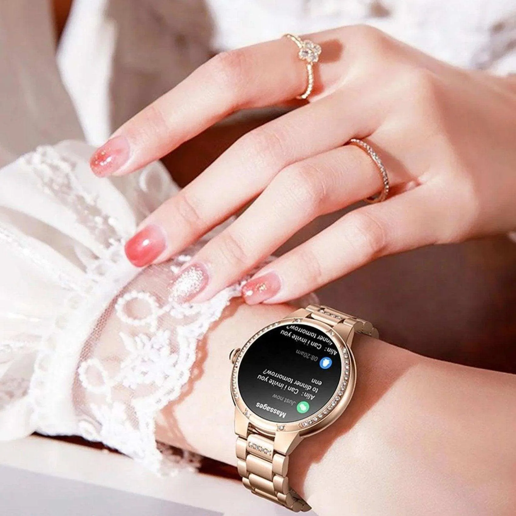 TUTT L6 Classic Ladies AMOLED Screen Women Health Smart Watch Pedometer BT Calling Voice Assistant Smartwatch