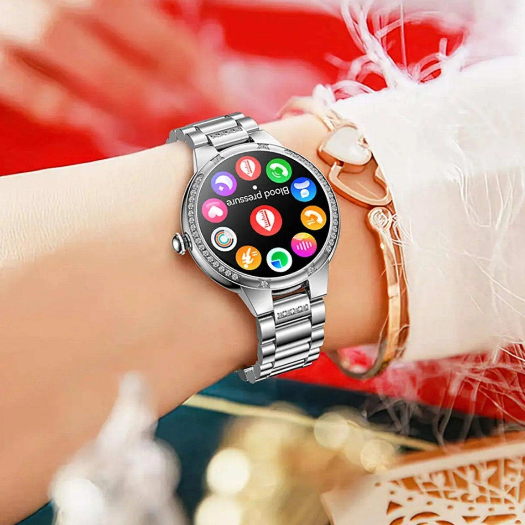 TUTT L6 Classic Ladies AMOLED Screen Women Health Smart Watch Pedometer BT Calling Voice Assistant Smartwatch