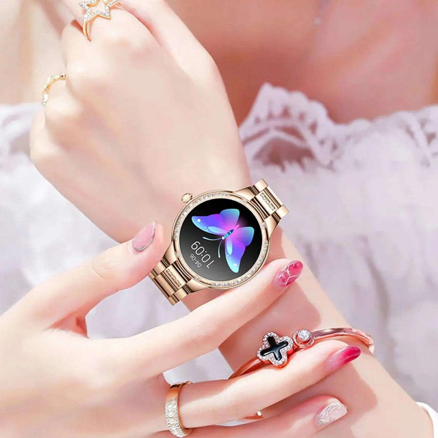 TUTT L6 Classic Ladies AMOLED Screen Women Health Smart Watch Pedometer BT Calling Voice Assistant Smartwatch