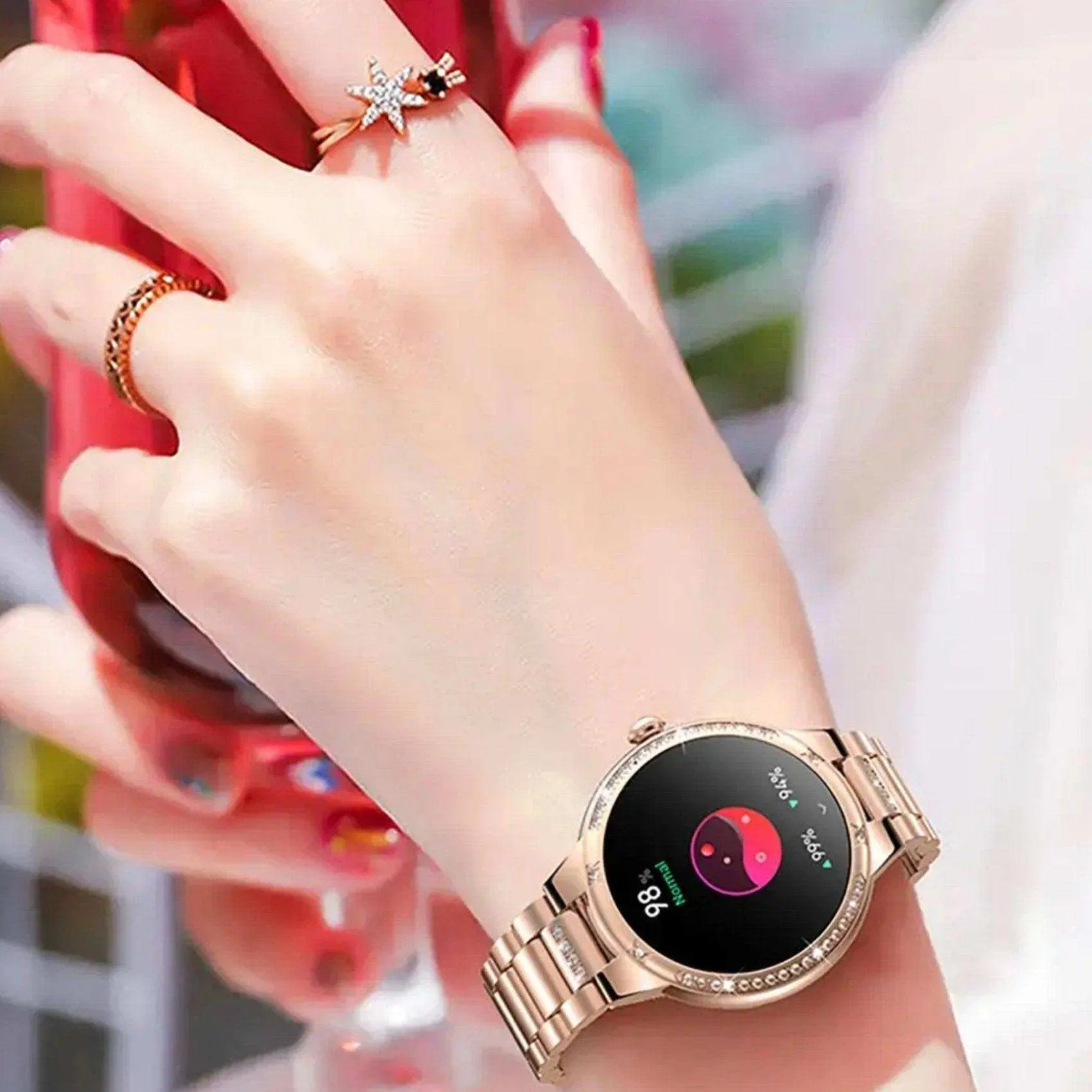 TUTT L6 Classic Ladies AMOLED Screen Women Health Smart Watch Pedometer BT Calling Voice Assistant Smartwatch