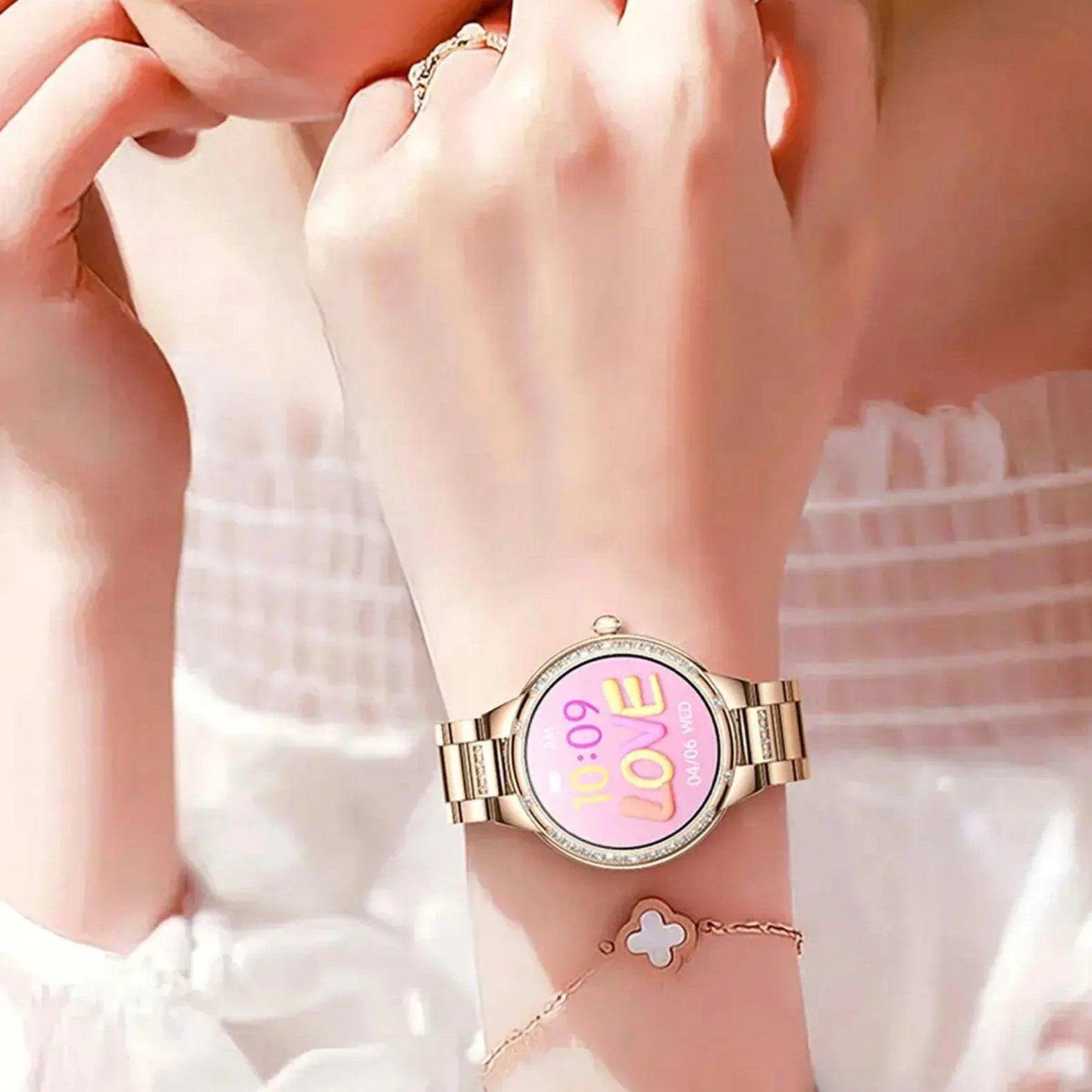 TUTT L6 Classic Ladies AMOLED Screen Women Health Smart Watch Pedometer BT Calling Voice Assistant Smartwatch