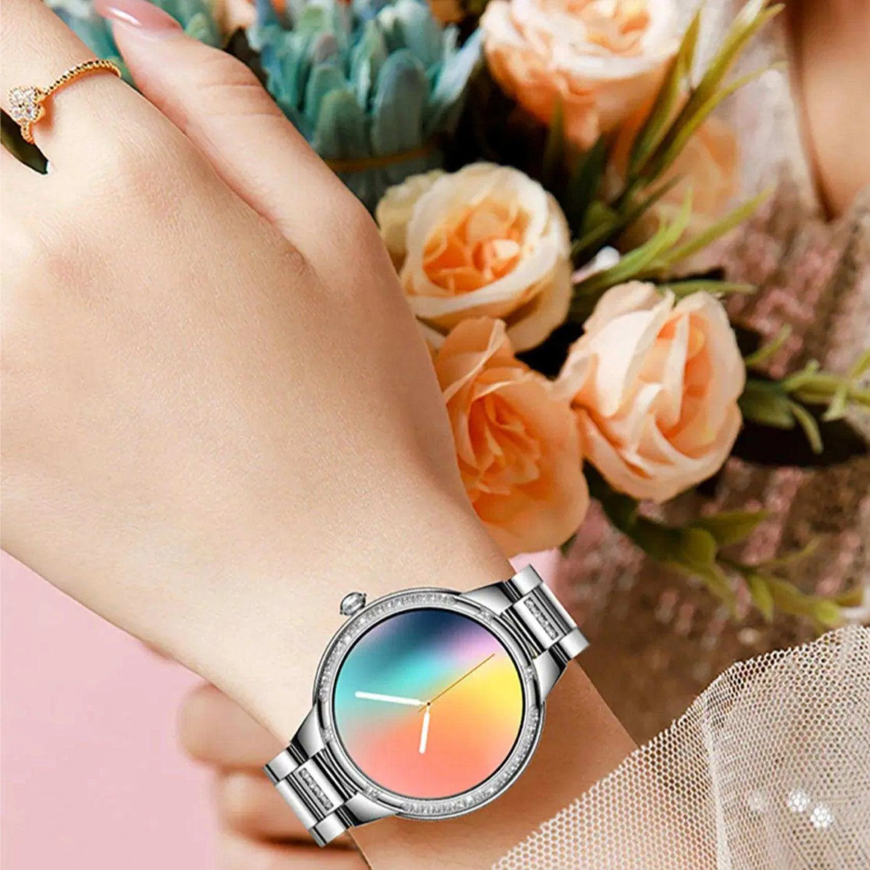TUTT L6 Classic Ladies AMOLED Screen Women Health Smart Watch Pedometer BT Calling Voice Assistant Smartwatch