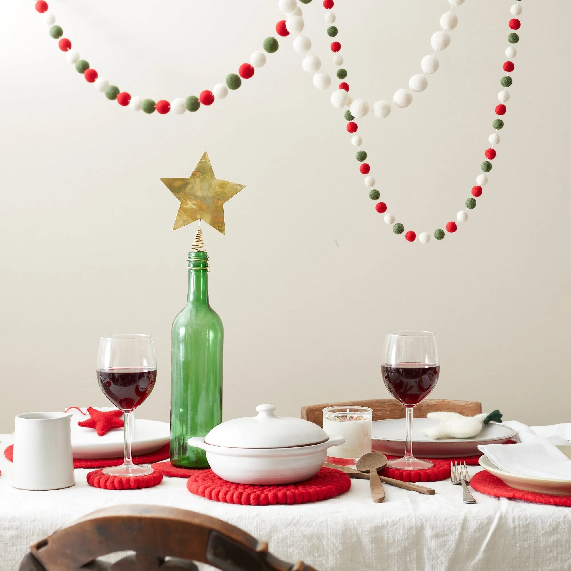 UTSHA Boho Mini Felt Ball Pompom Garland 200cm