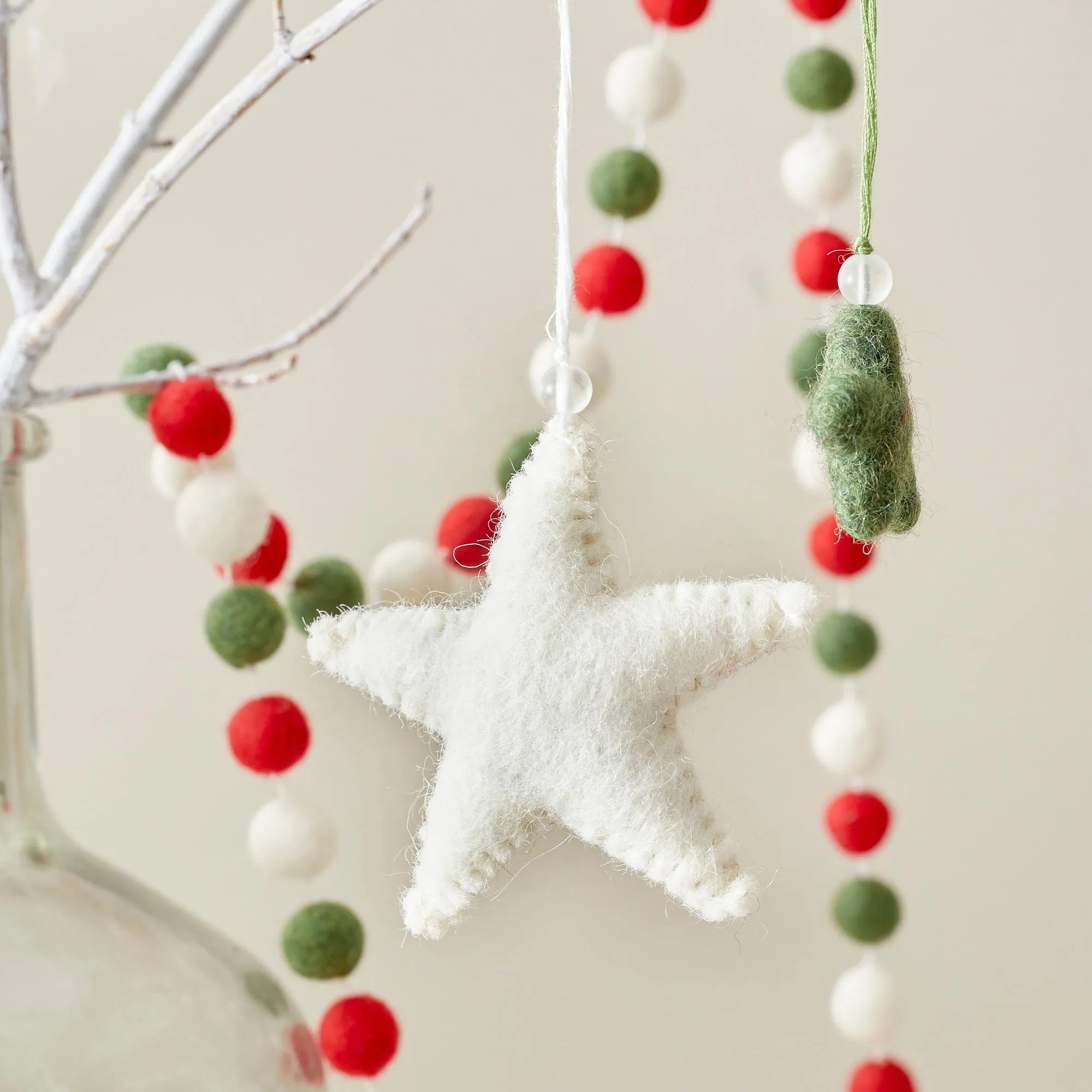 UTSHA Boho Mini Felt Ball Pompom Garland 200cm