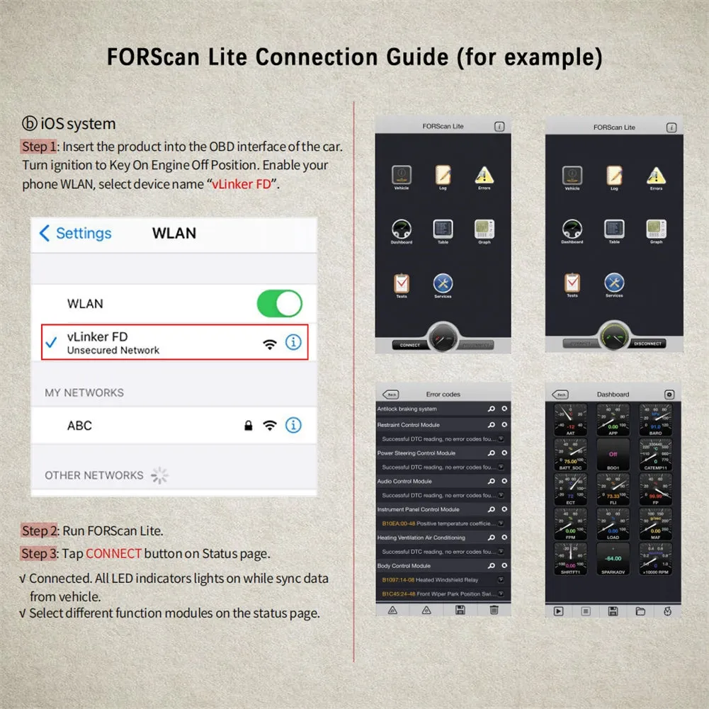 Vlinker Fd Wifi V2.2 Obd Car Diagnostic Scanner Compatible for