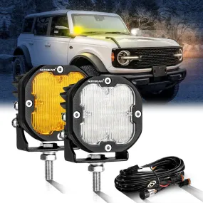 XP-ULTRA Series 3 Inch 80W Flood Beam LED Pods Amber&White Offroad Lights