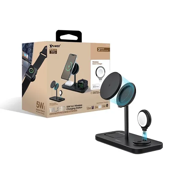 XPower WLS10 5 In1 15W Magnetic Wireless Charging Station Black