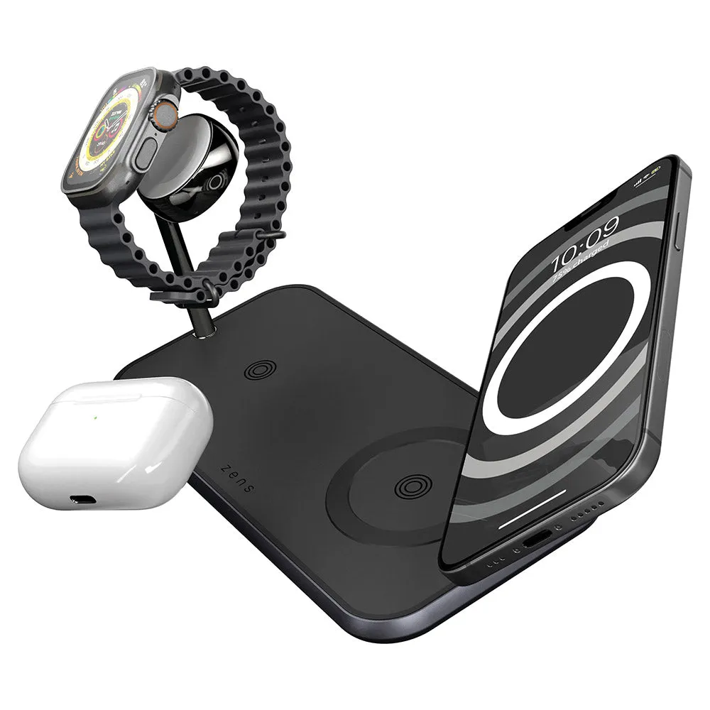 Zens Dual Watch Aluminium Magnetic Wireless Charger - Black | ZEDC05BM/00